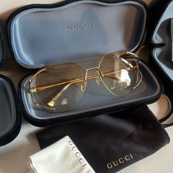 Gucci 💅✨ Brown Gradient Gold GG Lens 59 15 130 Women's Sunglasses GG0651S 005 - Picture 3 of 16